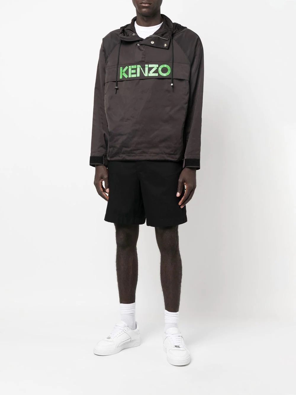 logo-print hooded satin jacket - 2