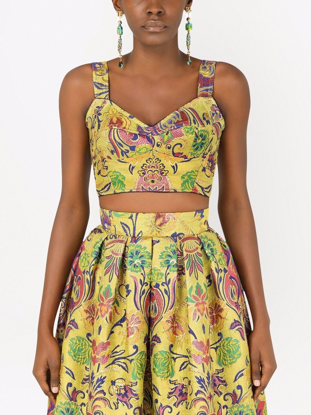 paisley-print silk crop top - 3