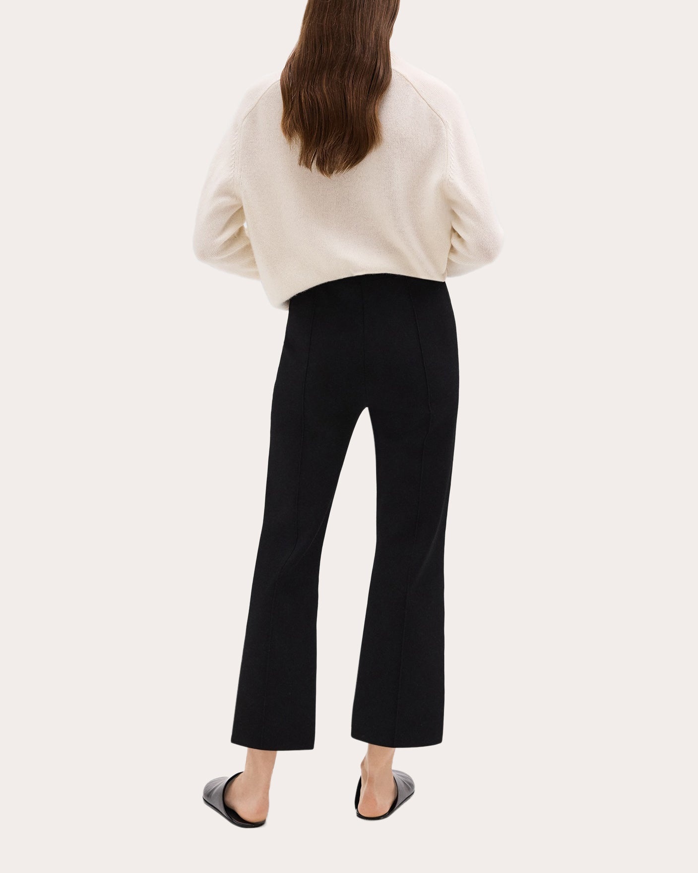 Compact Crepe Knit Cropped Flare Pants - 5
