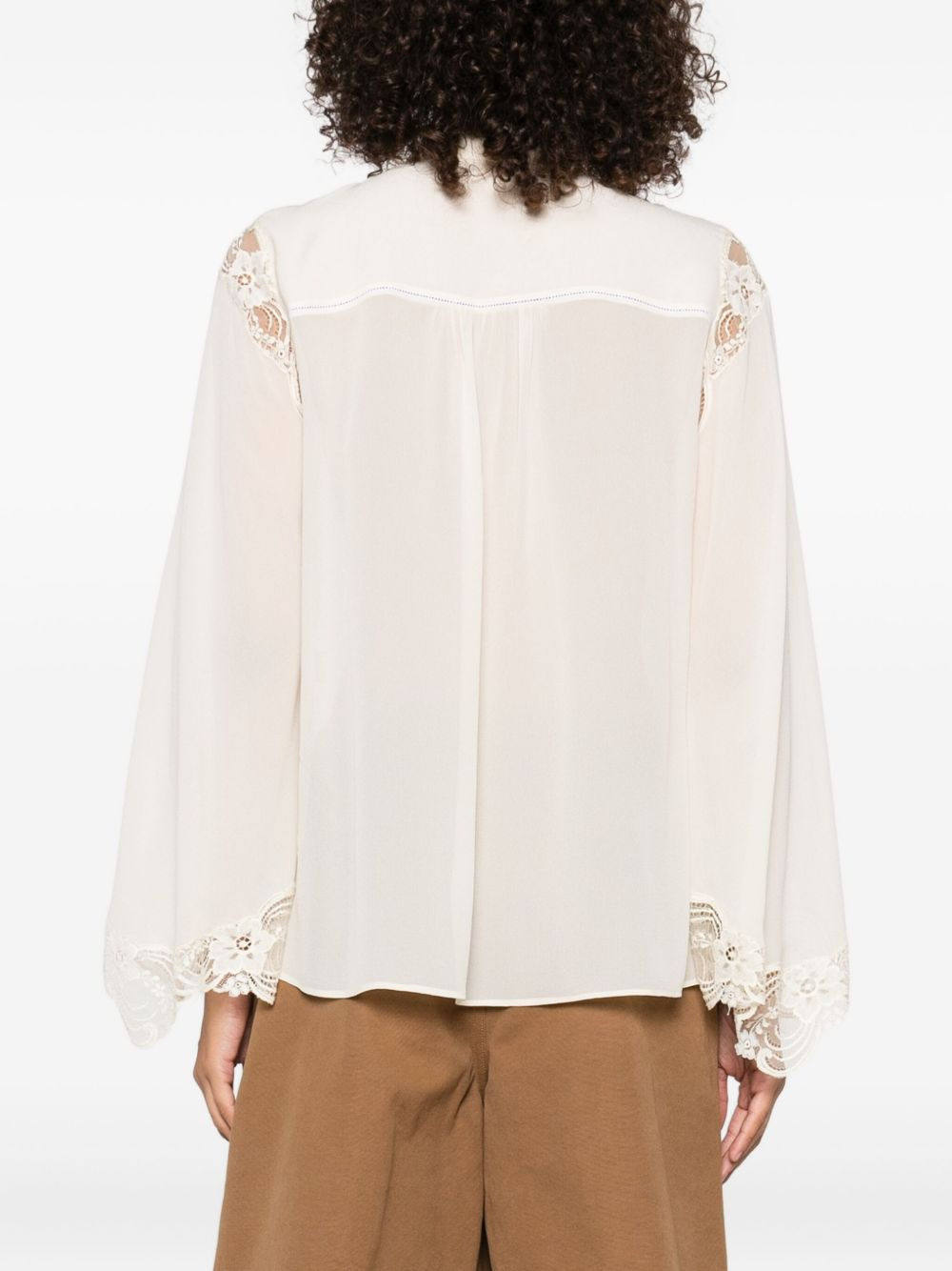 lace-trimmed blouse - 4