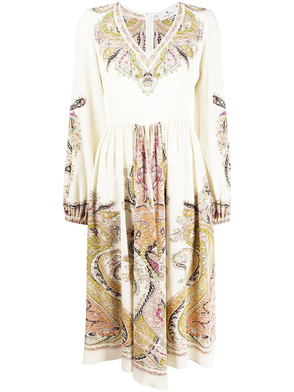 paisley print silk dress - 1