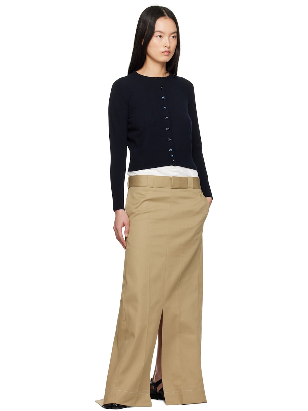Navy Wool Cardigan - 4