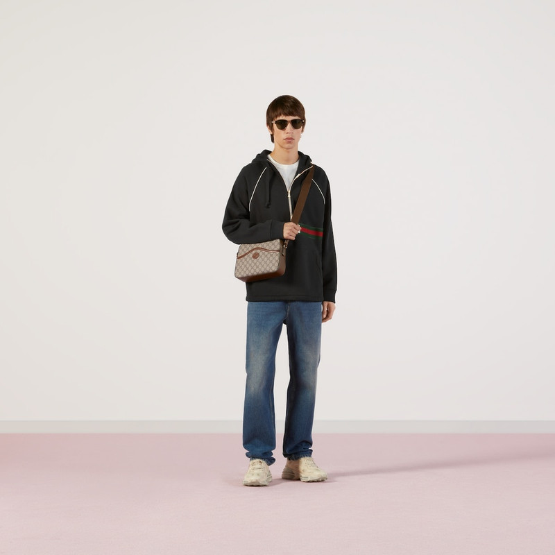 GUCCI Cotton jersey sweatshirt with Web outlook