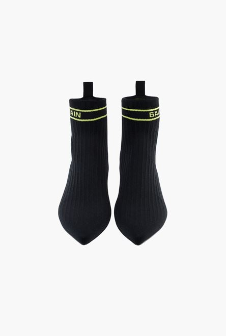 Black and lime green stretch knit Sacha ankle boots - 4