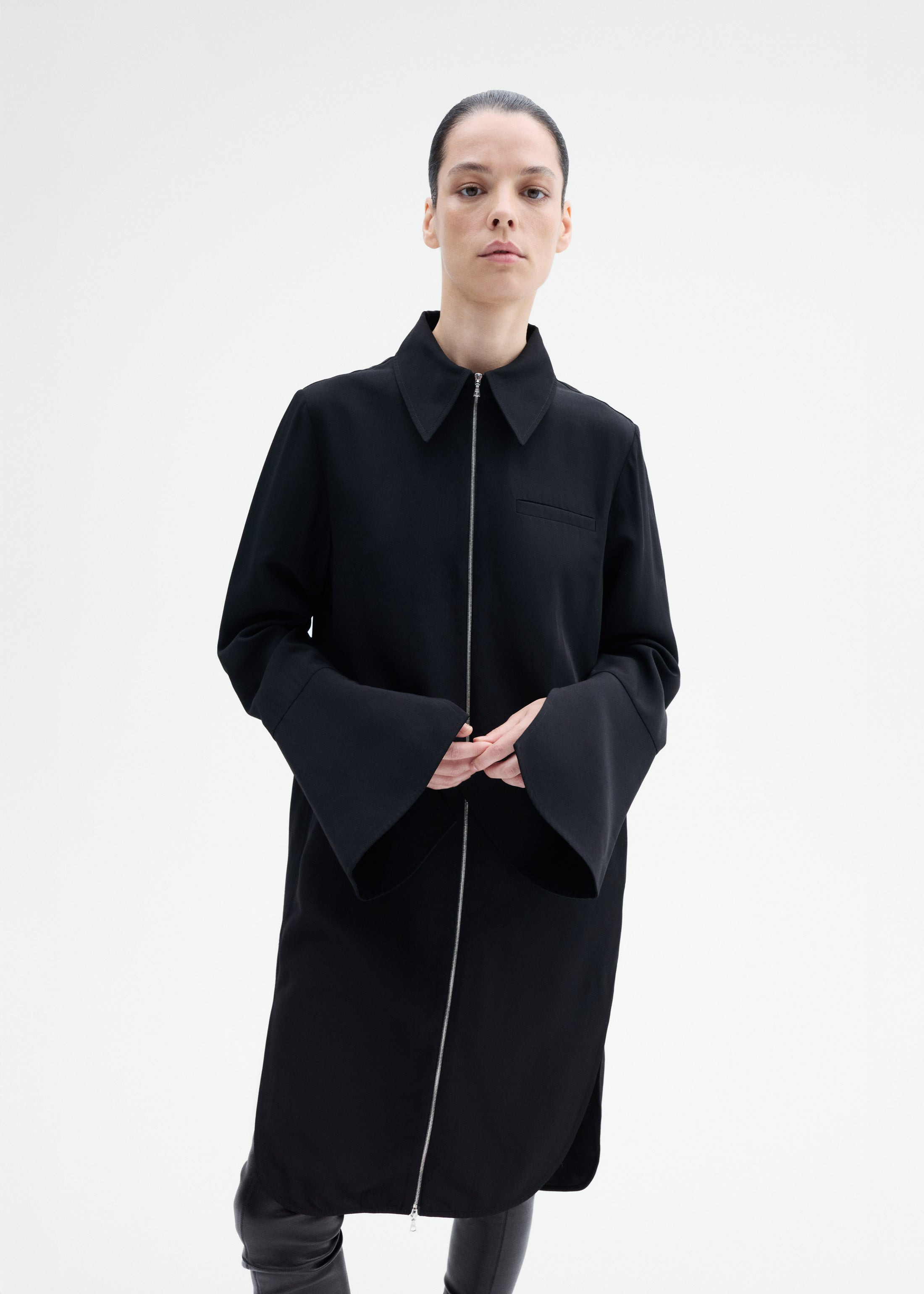 Zip-Front Dress in Viscose Wool - 4