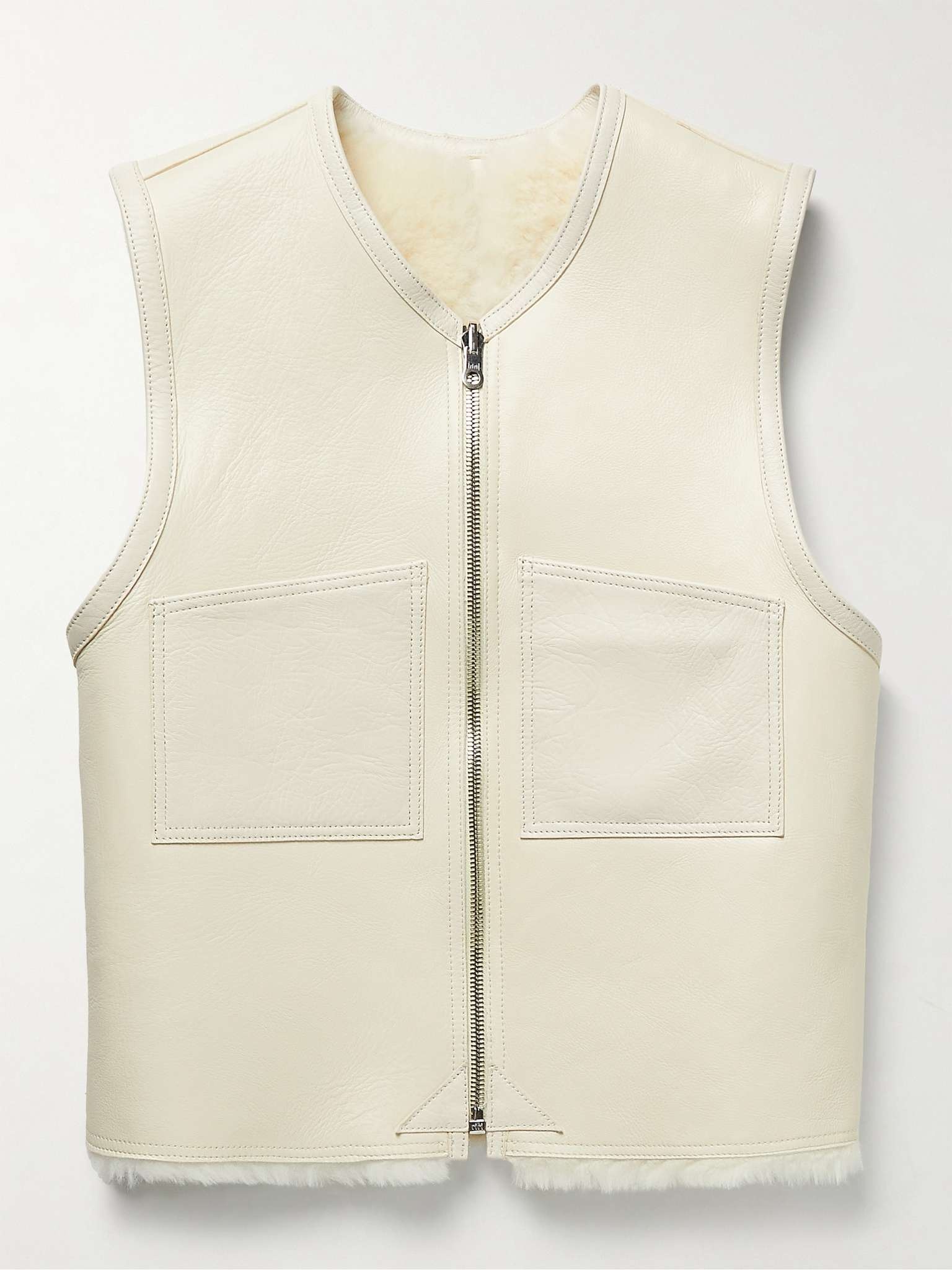 Reversible Shearling and Leather Vest - 1