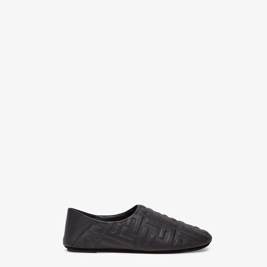 Black nappa leather slippers - 1