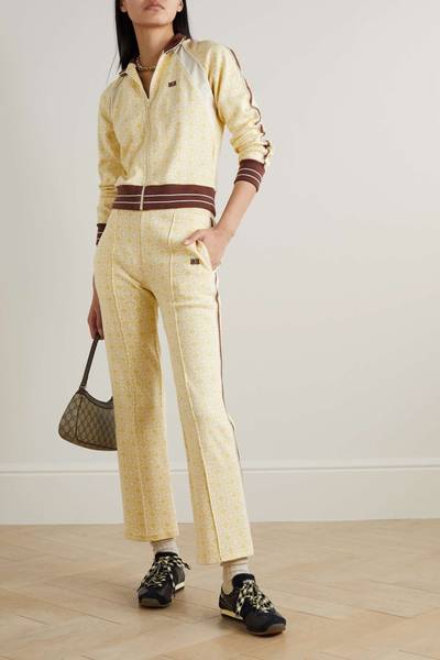 WALES BONNER Shine cropped crochet-trimmed organic cotton-jacquard straight-leg pants outlook