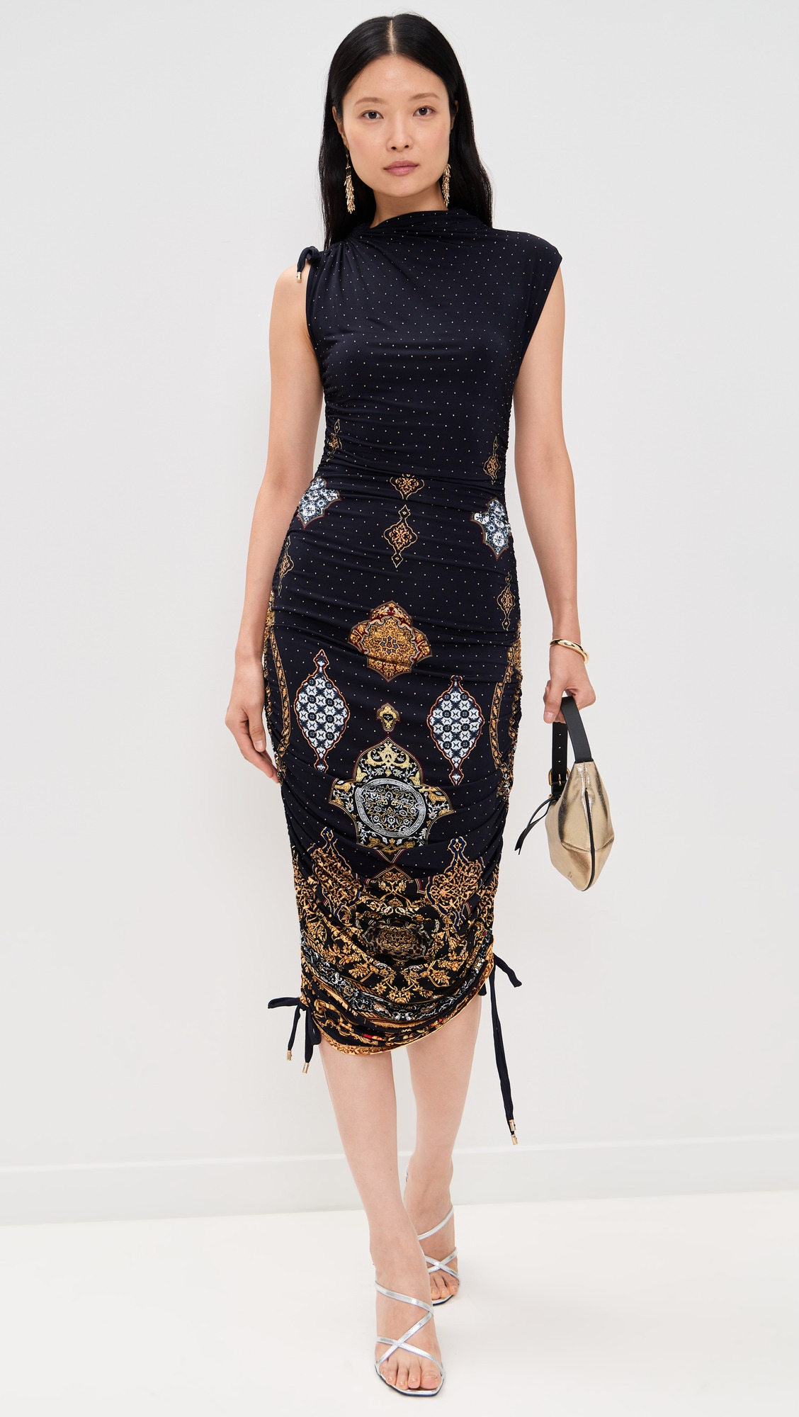Asymmetric Ruched Jersey Dress - 4