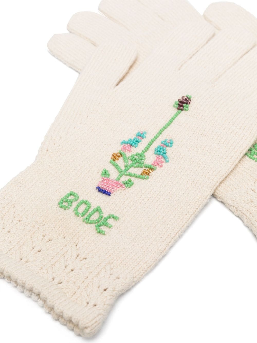 logo-embroidered knitted gloves - 2