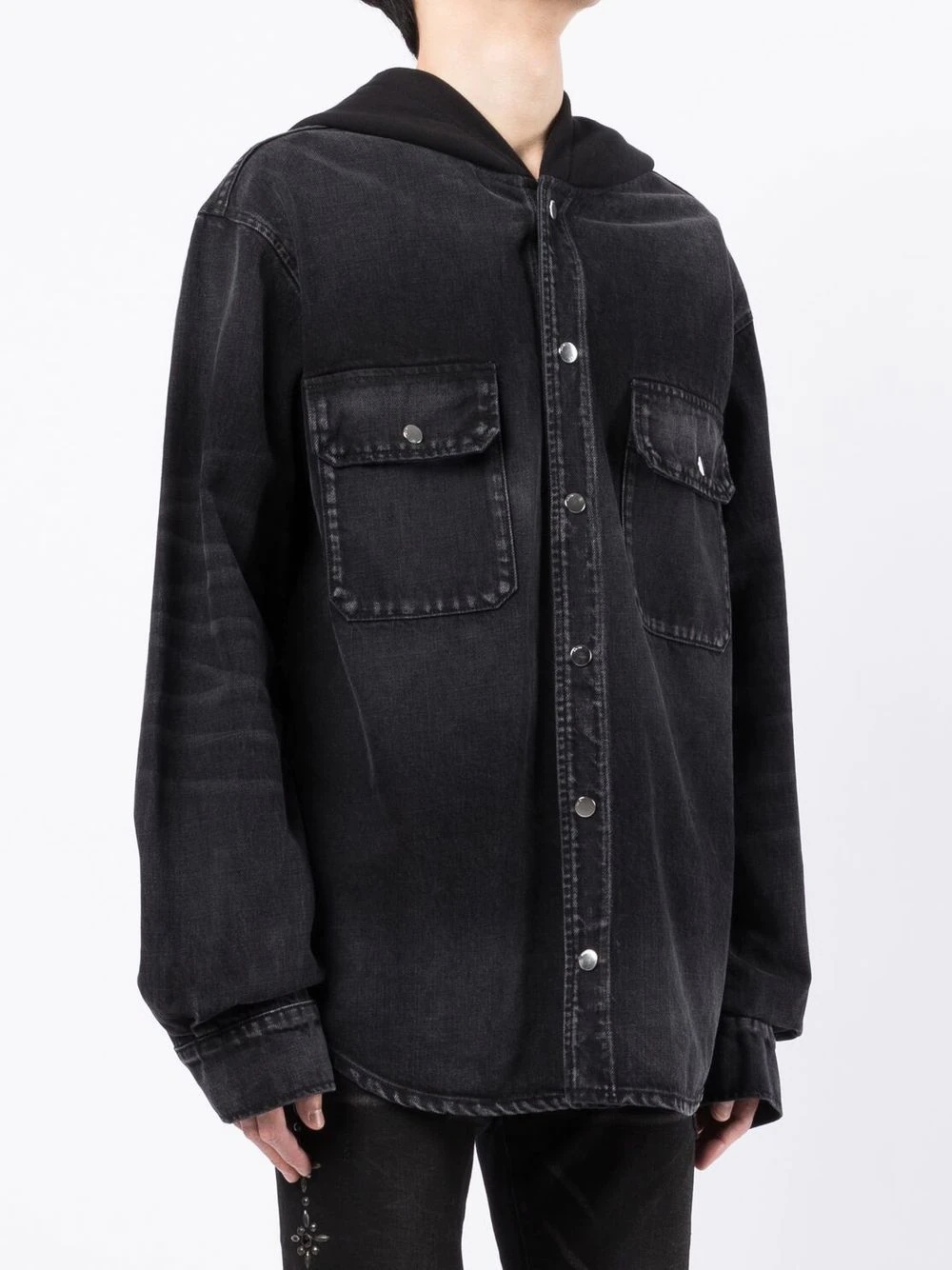 denim hooded shirt - 3