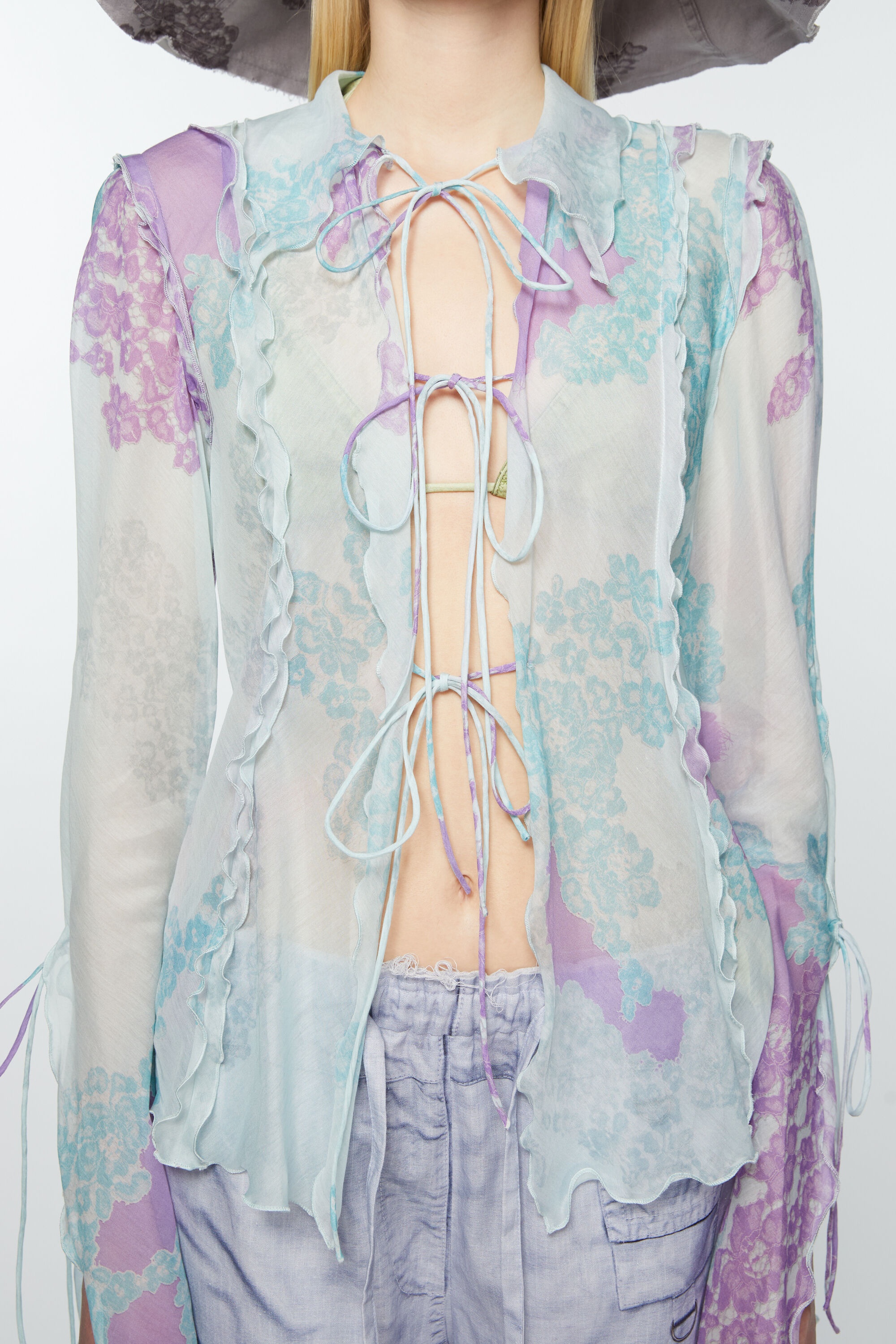Print blouse - Blue/lilac - 4