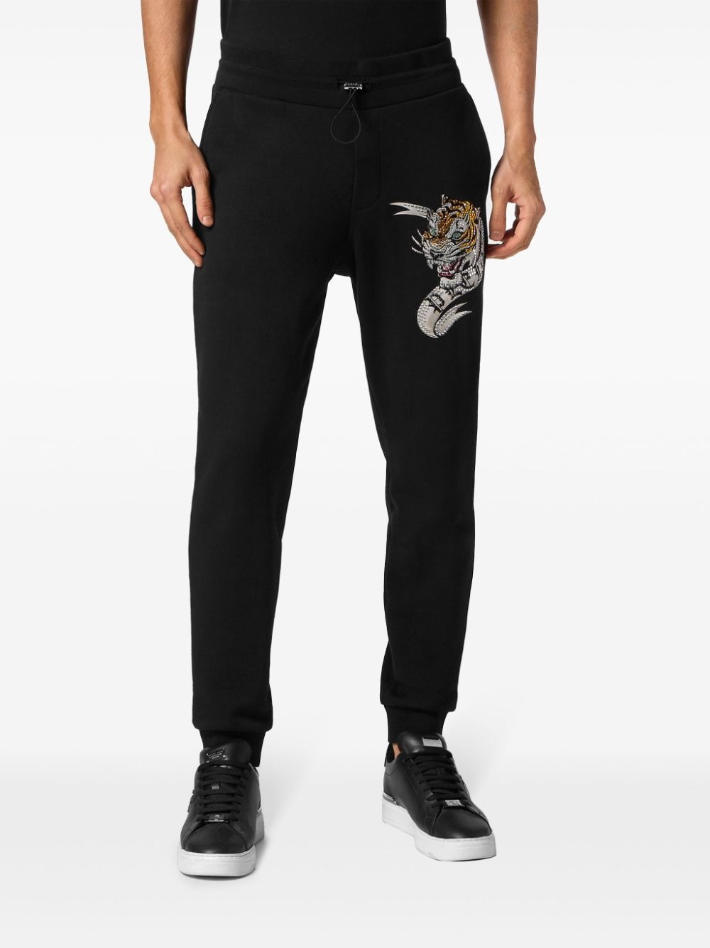 tiger-appliquÃ© drawstring track pants - 3