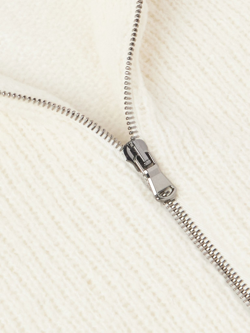 Merino Wool-Blend Zip-Up Cardigan Cream 4