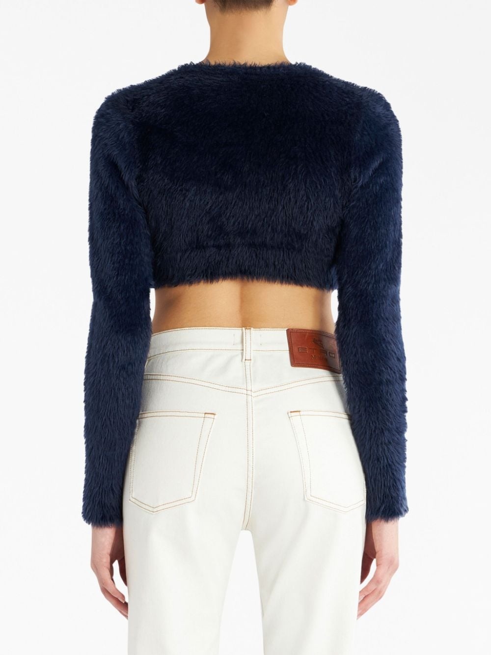 faux-fur cropped cardigan - 3