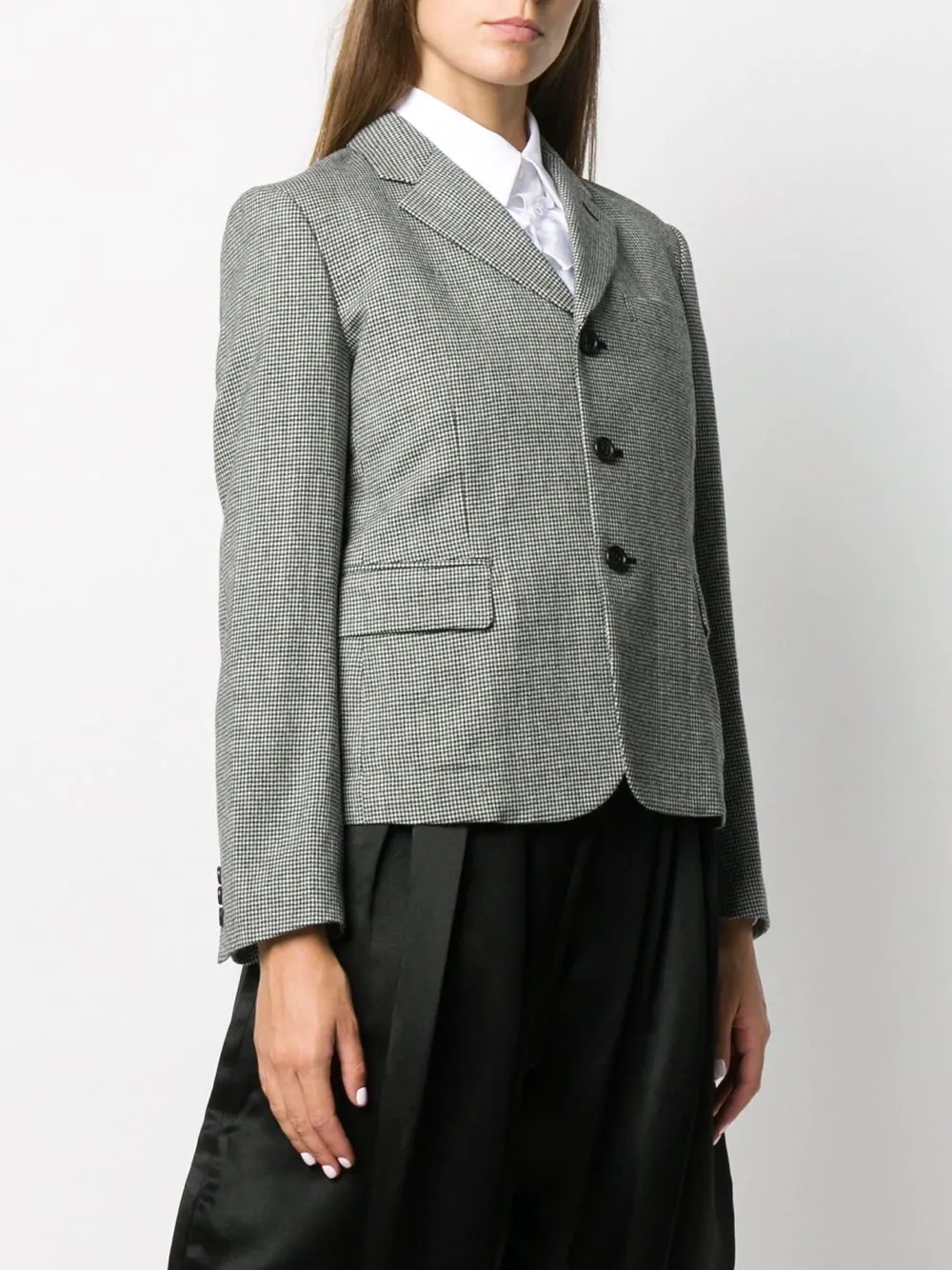 fitted check print blazer - 3