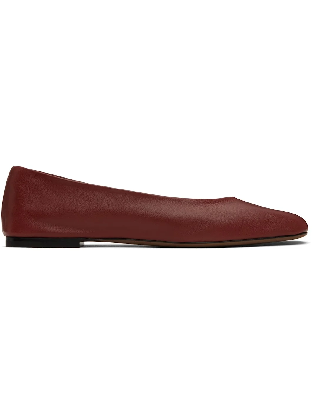 Burgundy Square Ballerina Flats - 1