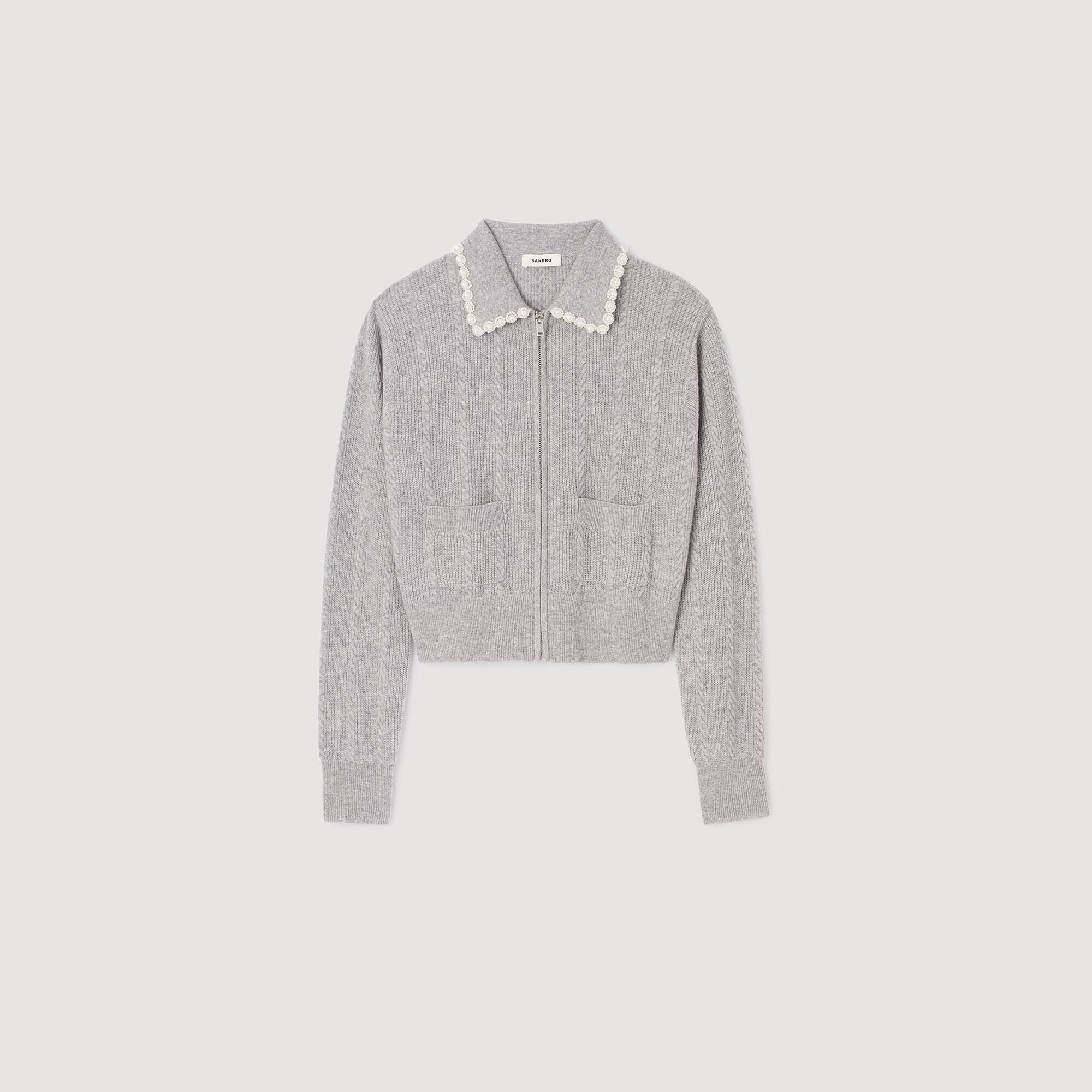 CARDIGAN WITH BEADED COLLAR - 6