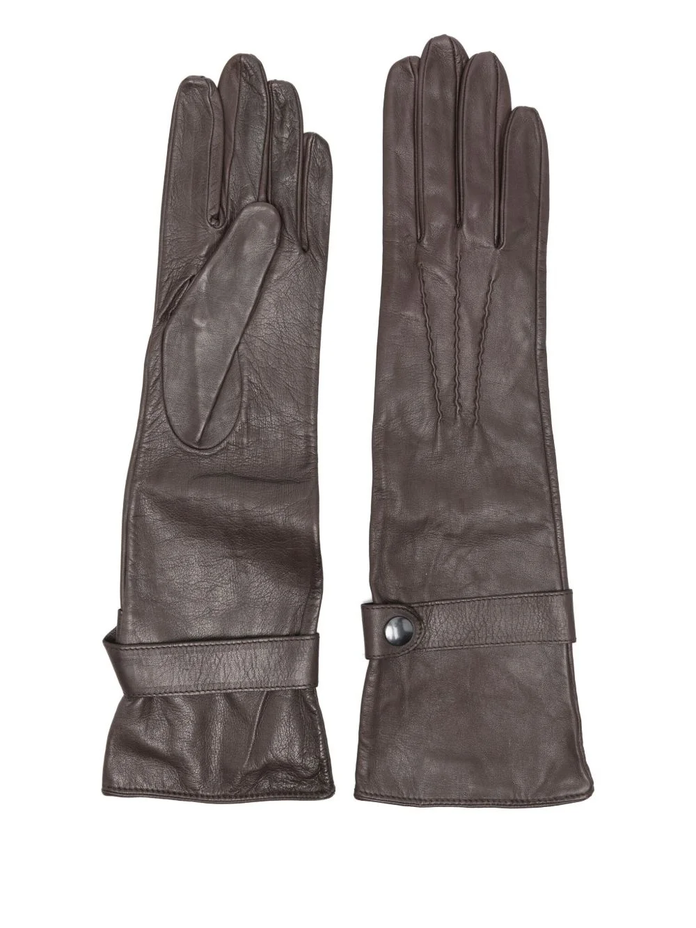 button-fastening leather gloves - 1
