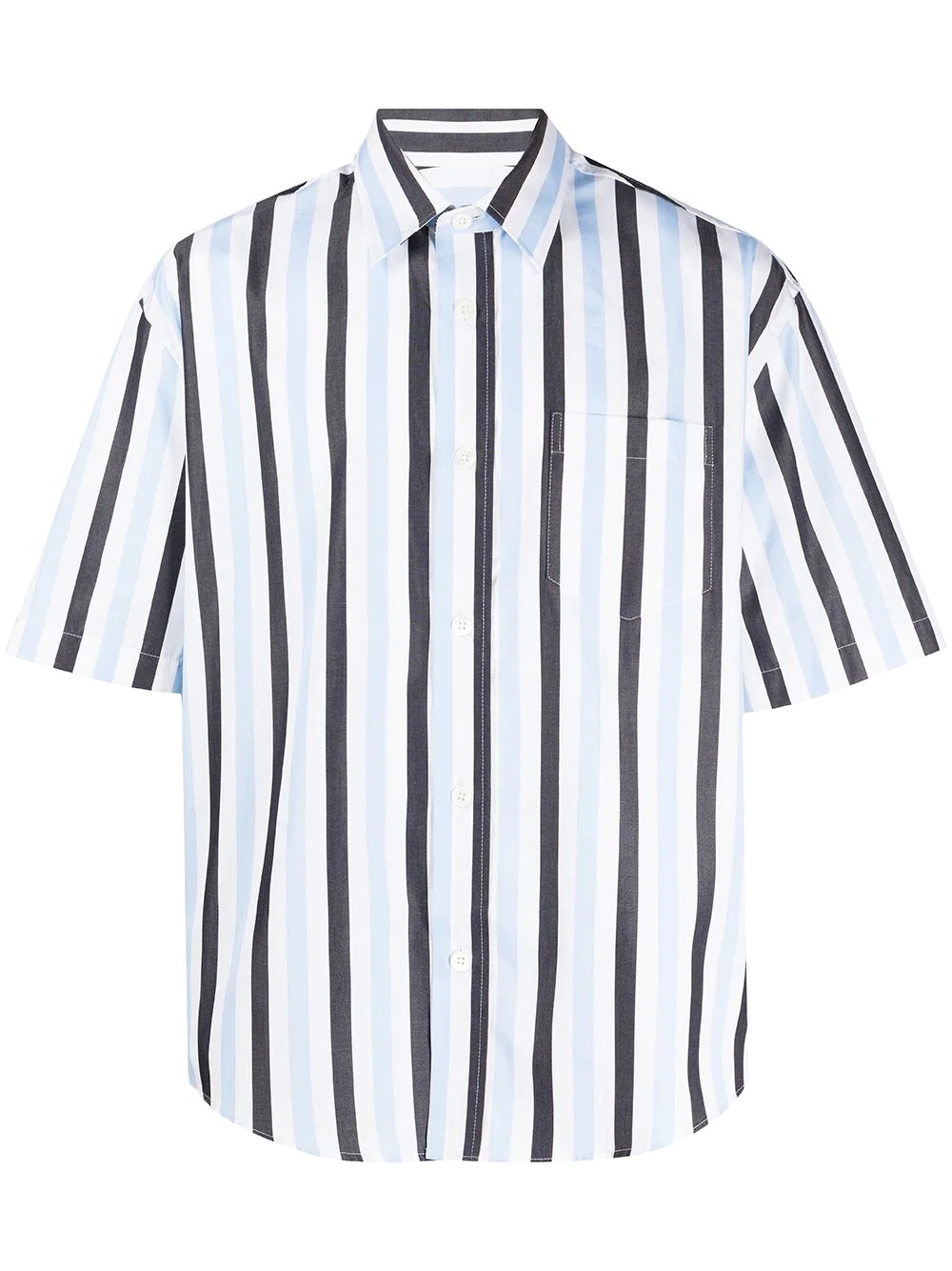 striped short-sleeved shirt - 1