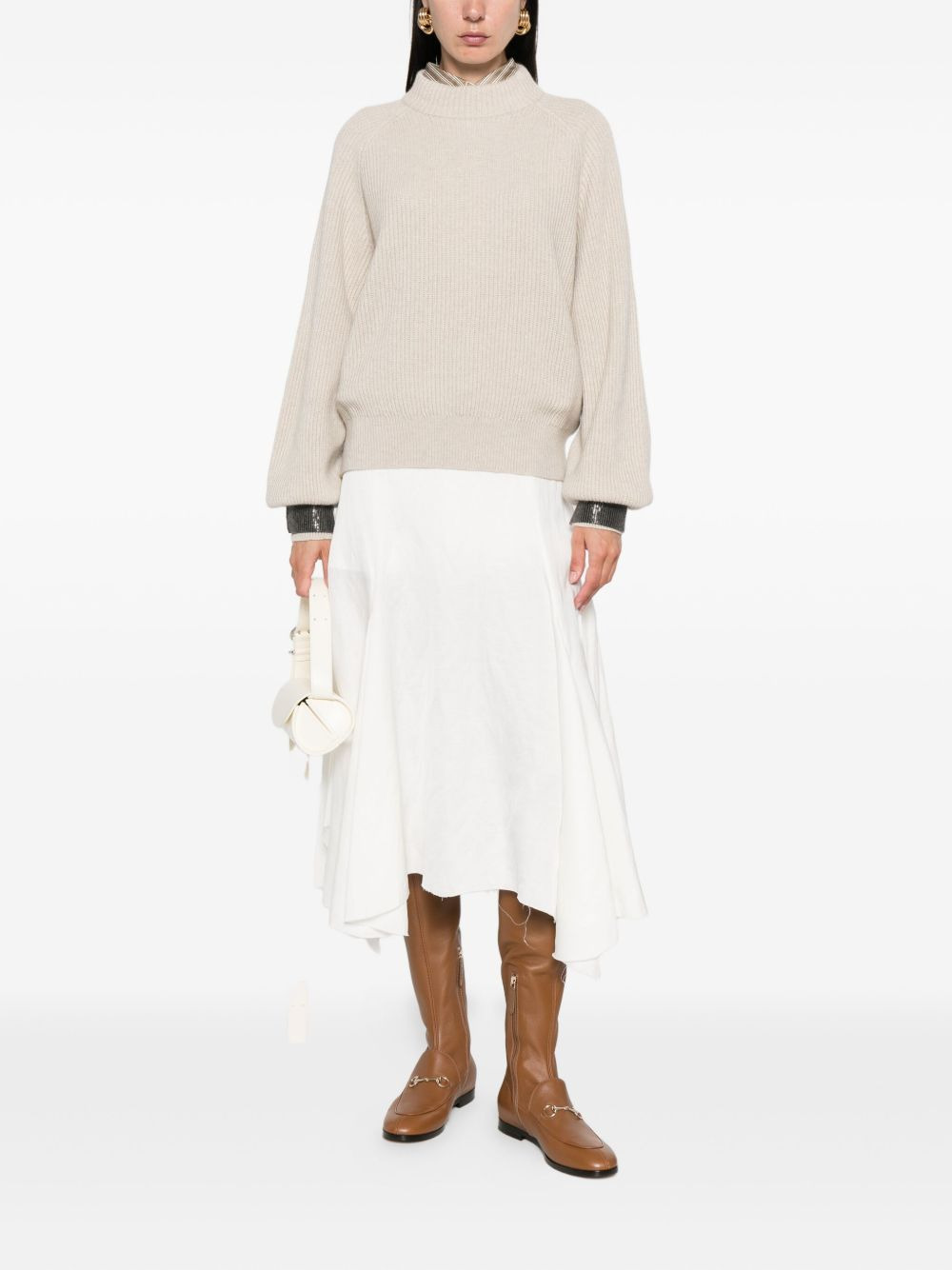 ribbed embellished-cuff sweater - 2