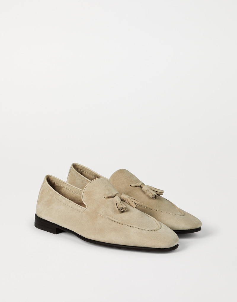 Suede soft loafers with tassels 2