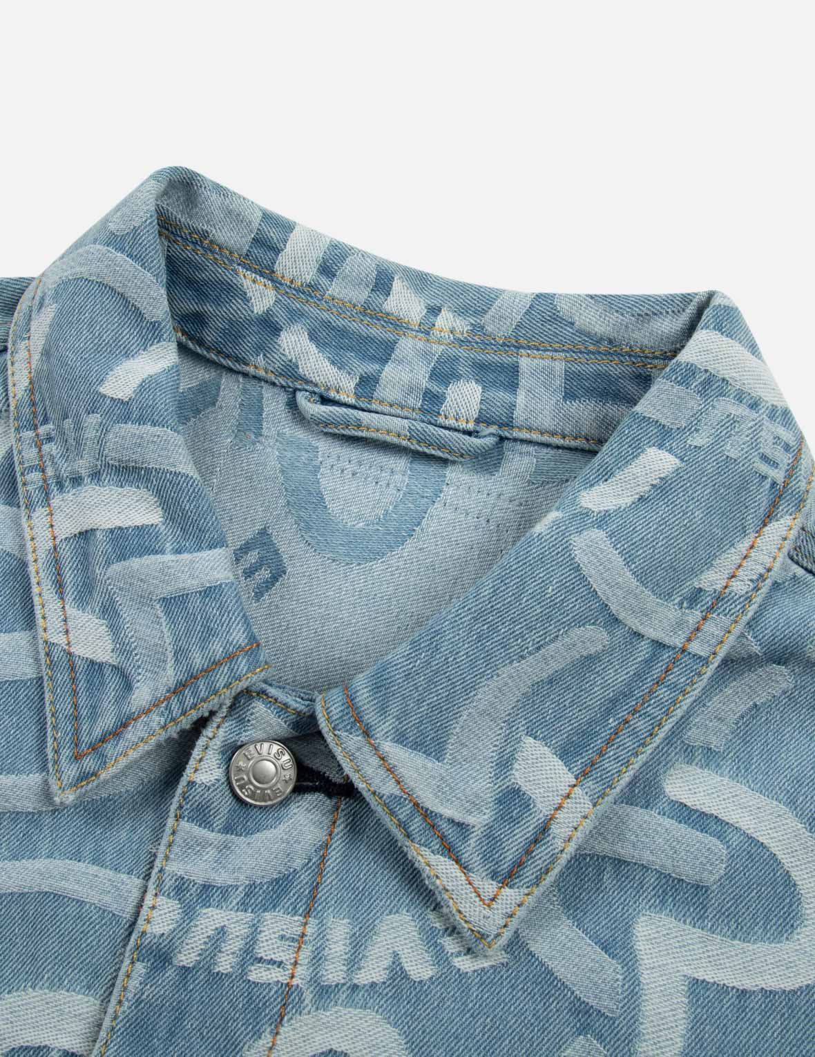ALLOVER SEAGULL JACQUARD RELAX FIT DENIM JACKET - 11