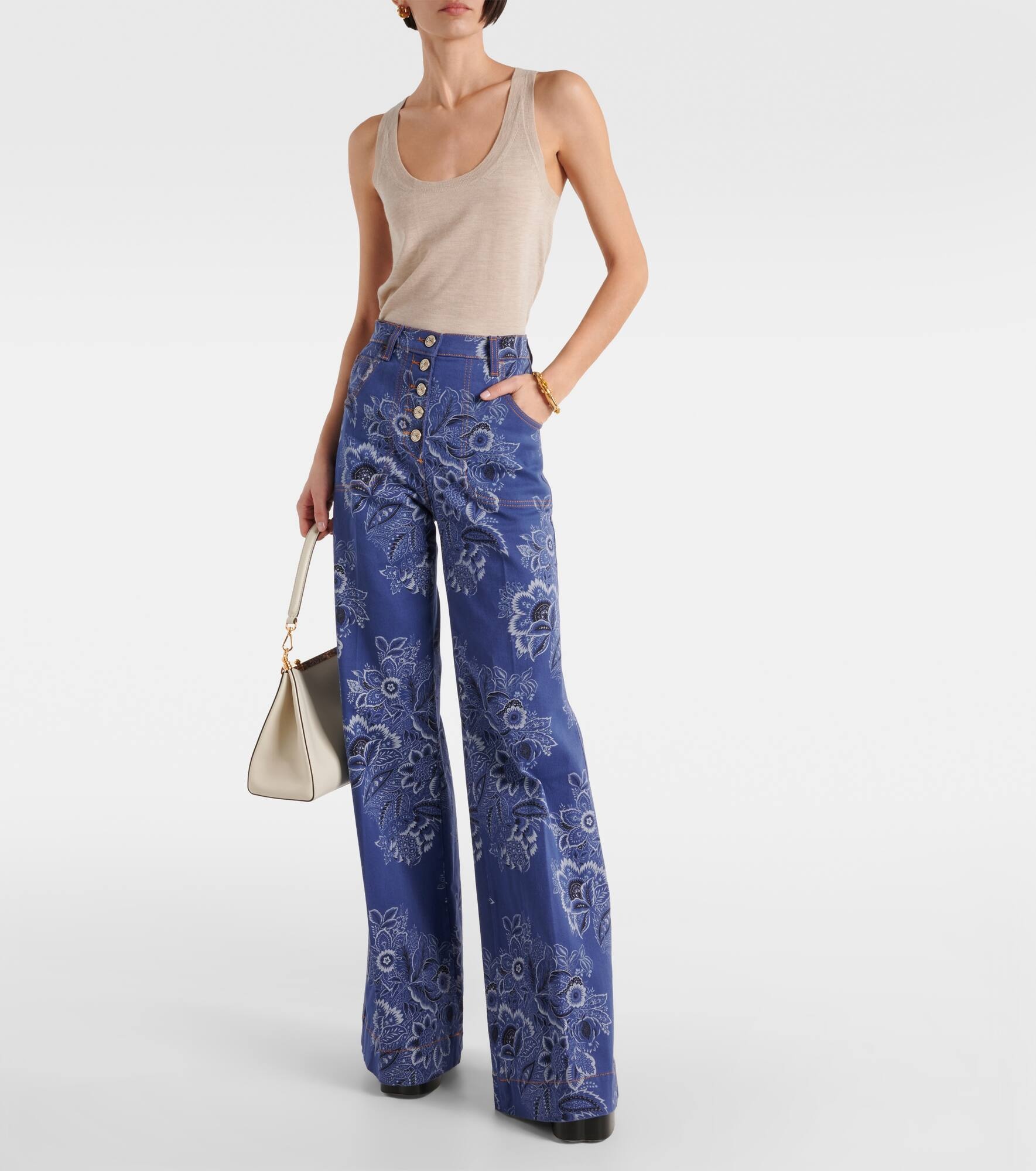Floral high-rise flared jeans - 7