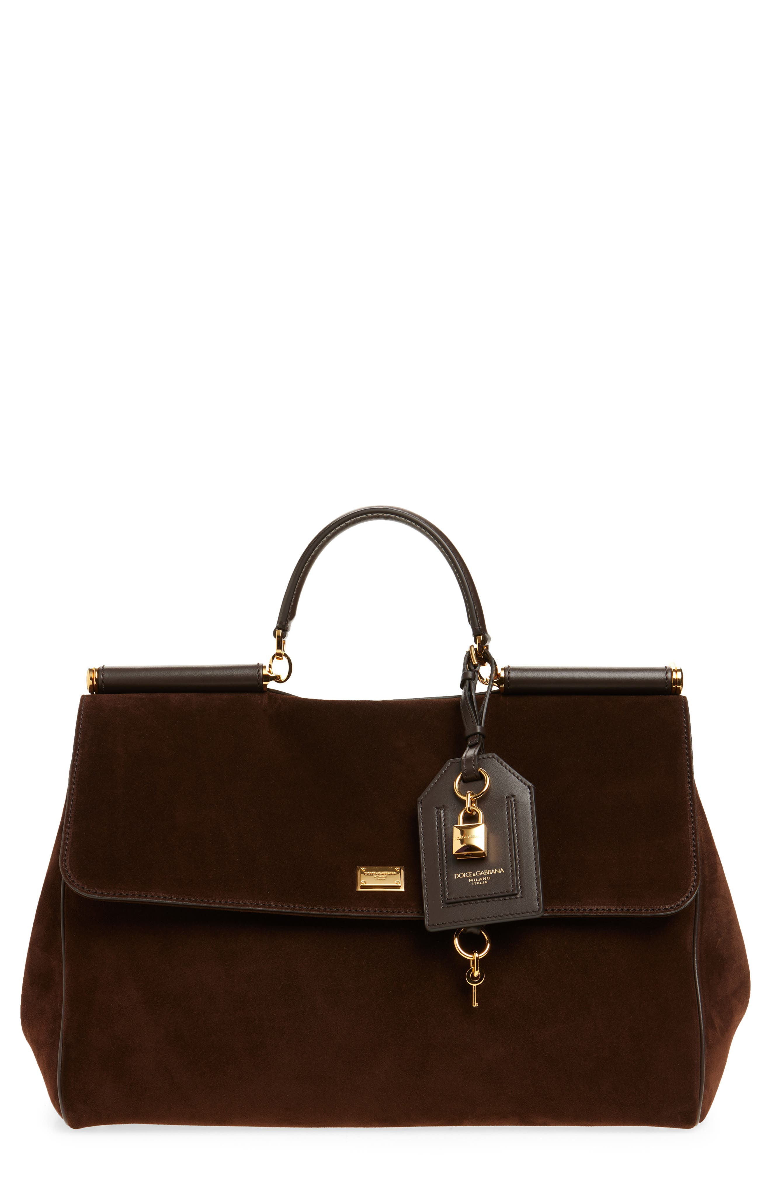 Dolce&Gabbana My Sicily East/West Suede Handbag in 8M157 Ebano/Moro at Nordstrom - 1