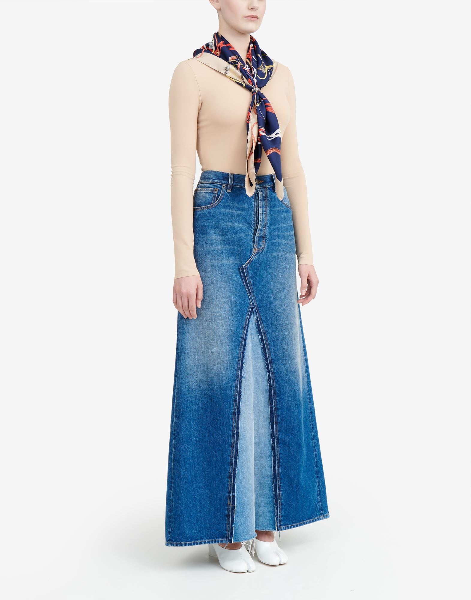 Two-tone denim skirt - 3