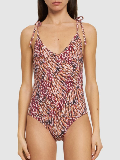 Isabel Marant Swan printed one piece swimsuit outlook