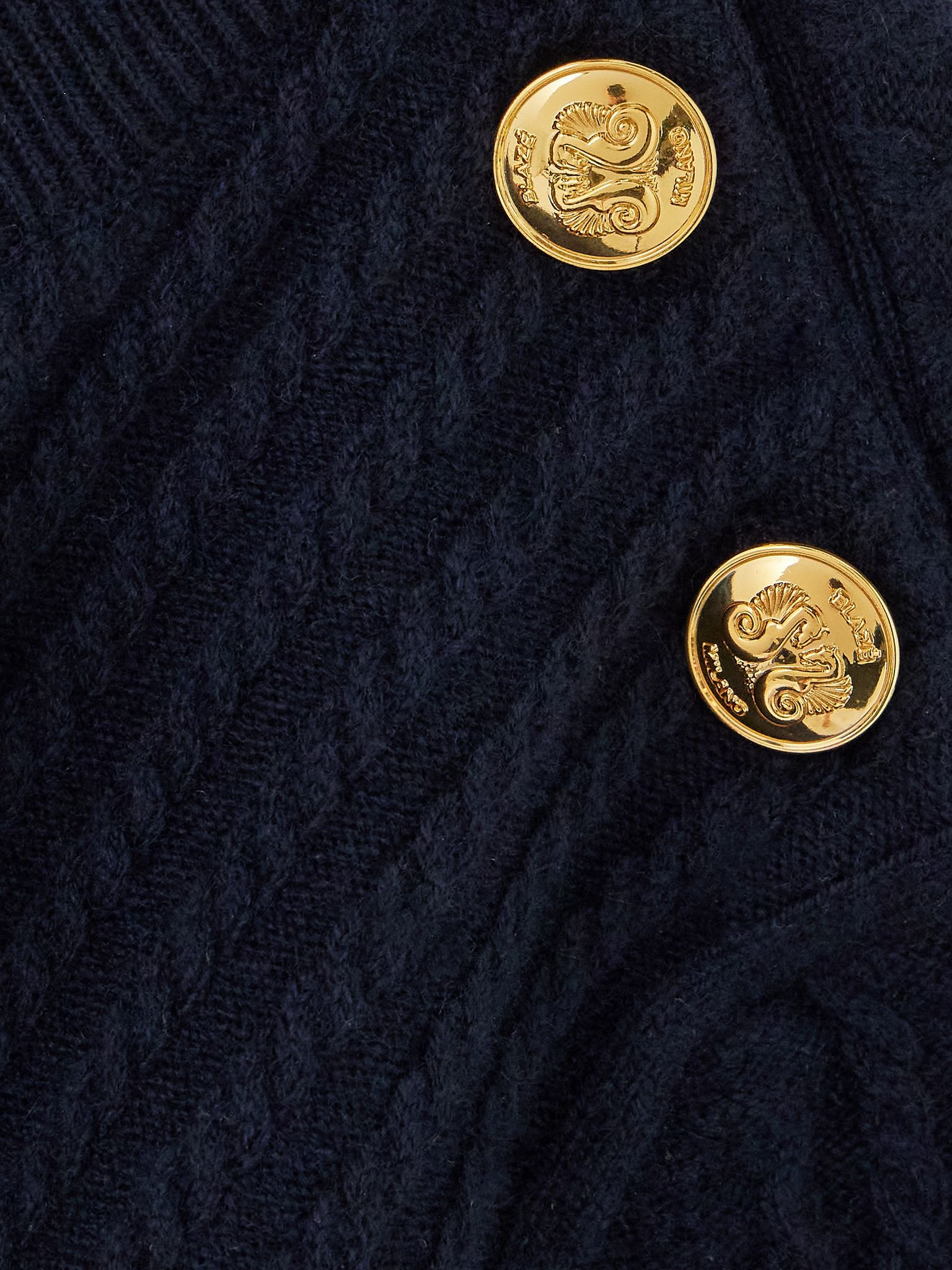Highland button-detailed cable-knit wool and cashmere-blend sweater Navy - 4