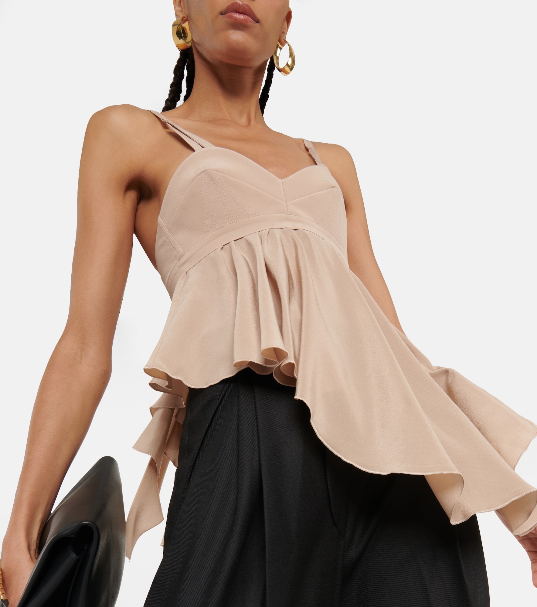 Asymmetric silk crêpe de chine top - 5