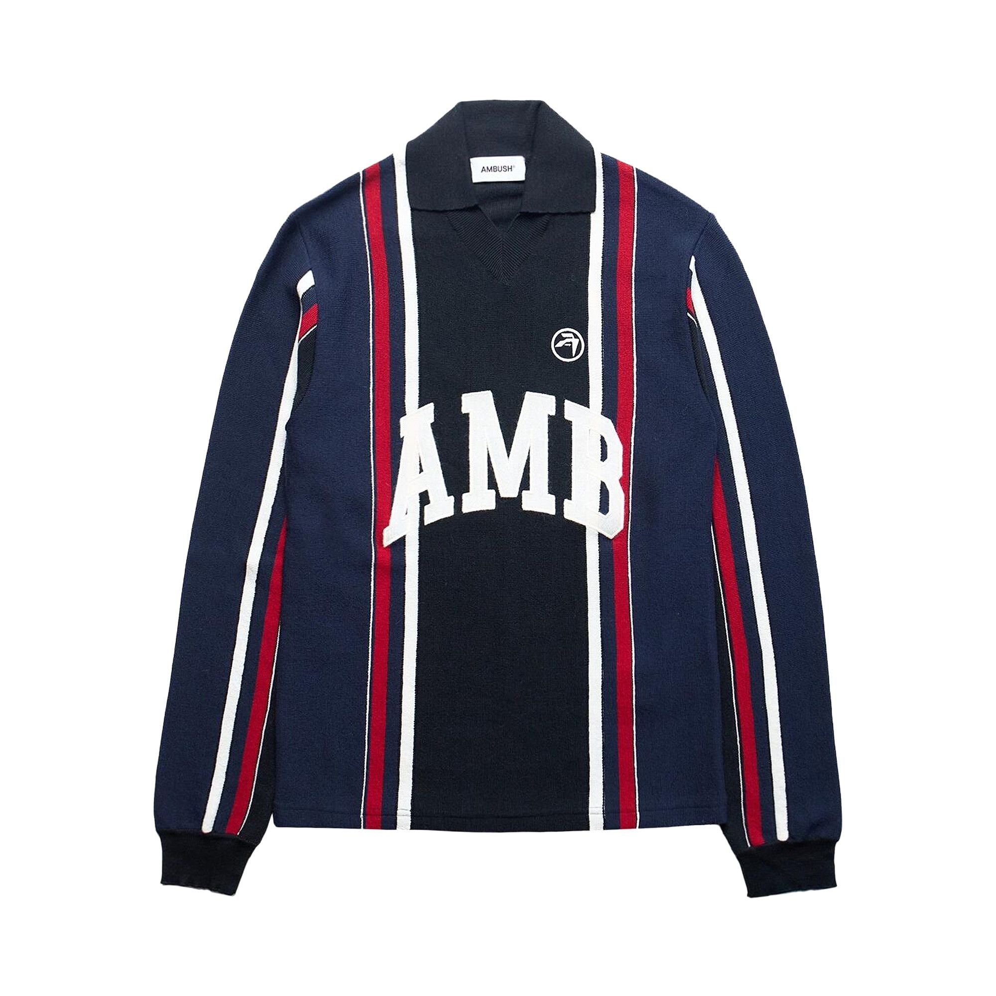 Ambush Long-Sleeve Embroidered Polo 'Blue' - 1
