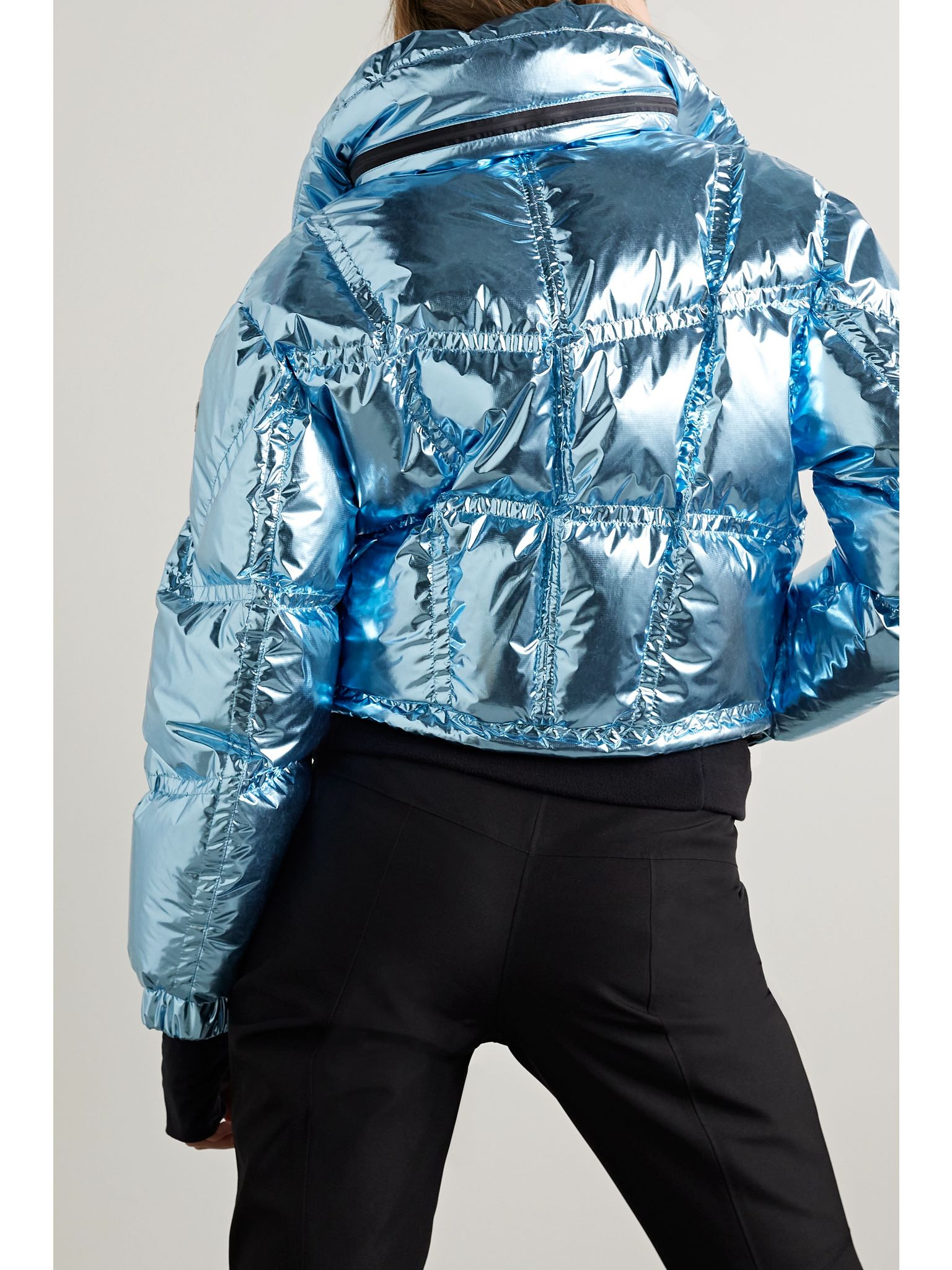 Valsorey cropped quilted padded down metallic ripstop jacket Blue - 3