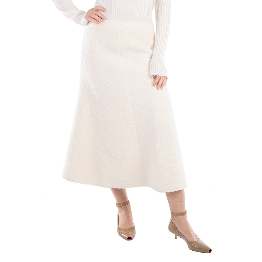 Chloe Ladies Eden White A-Line Boucle Midi Skirt - 3