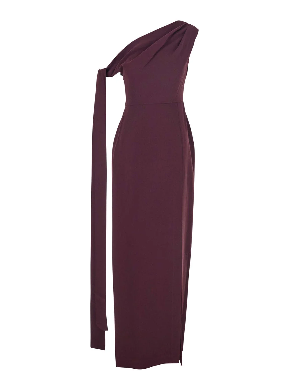 Solace London Women 'Irina' Bordeaux One-Shoulder Long Dress With Draped Neckline In Fabric Woman - 1