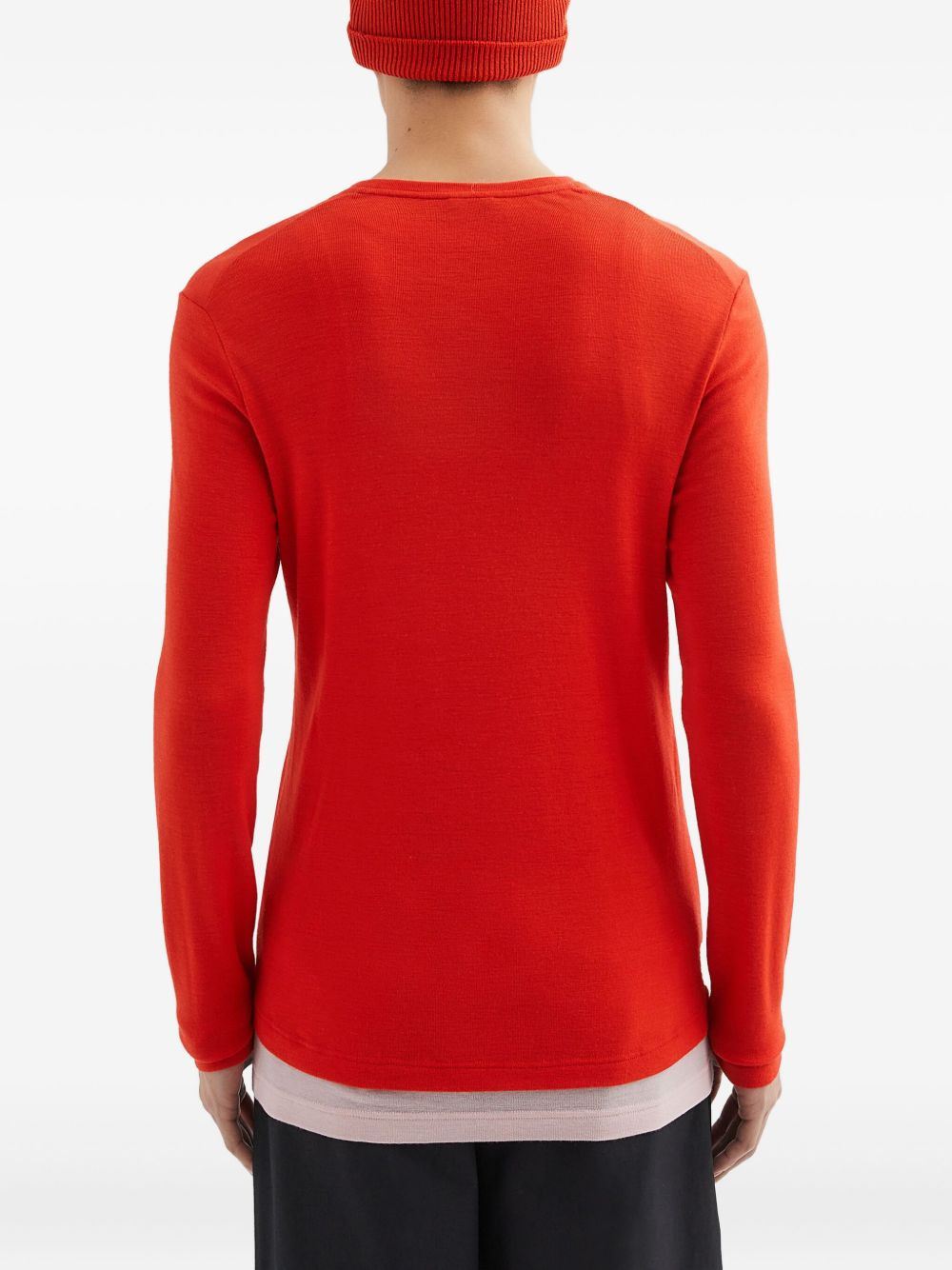 wool layered T-shirt - 4