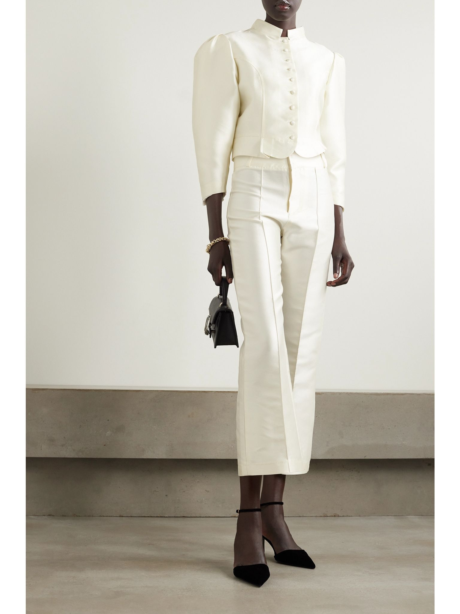 Amoako cropped faille jacket White - 2