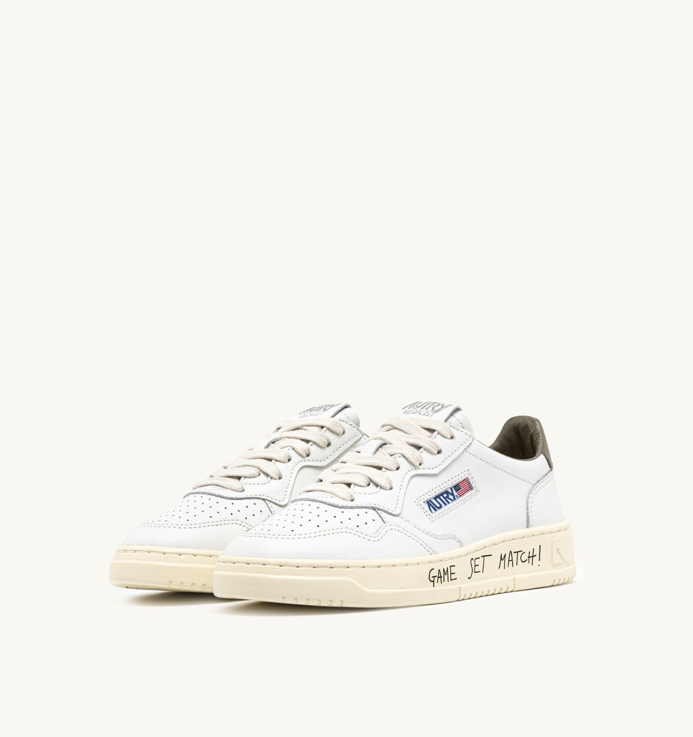 MEDALIST LOW SNEAKERS IN LEATHER COLOR WHITE AND COVERT GREEN WITH LETTERING - 2