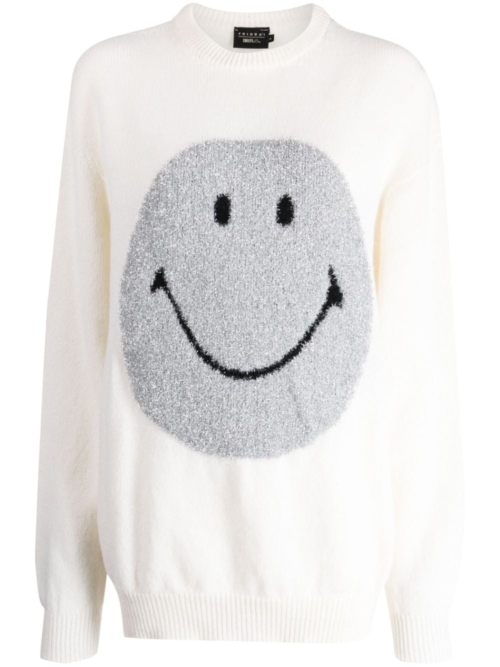 smiley face-motif ribbed jumper - 1