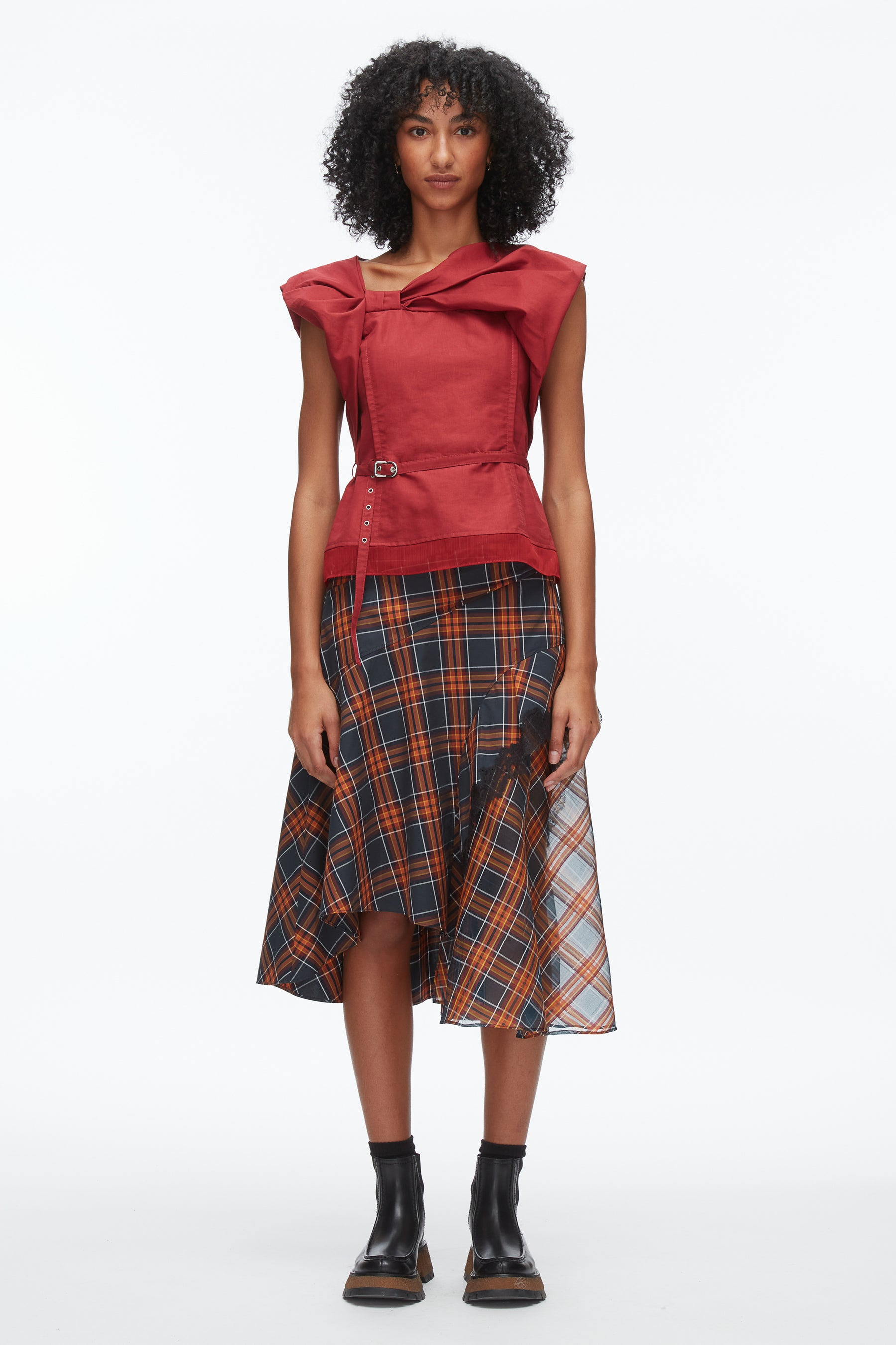 Draped Bow Belted Shell Top - 2