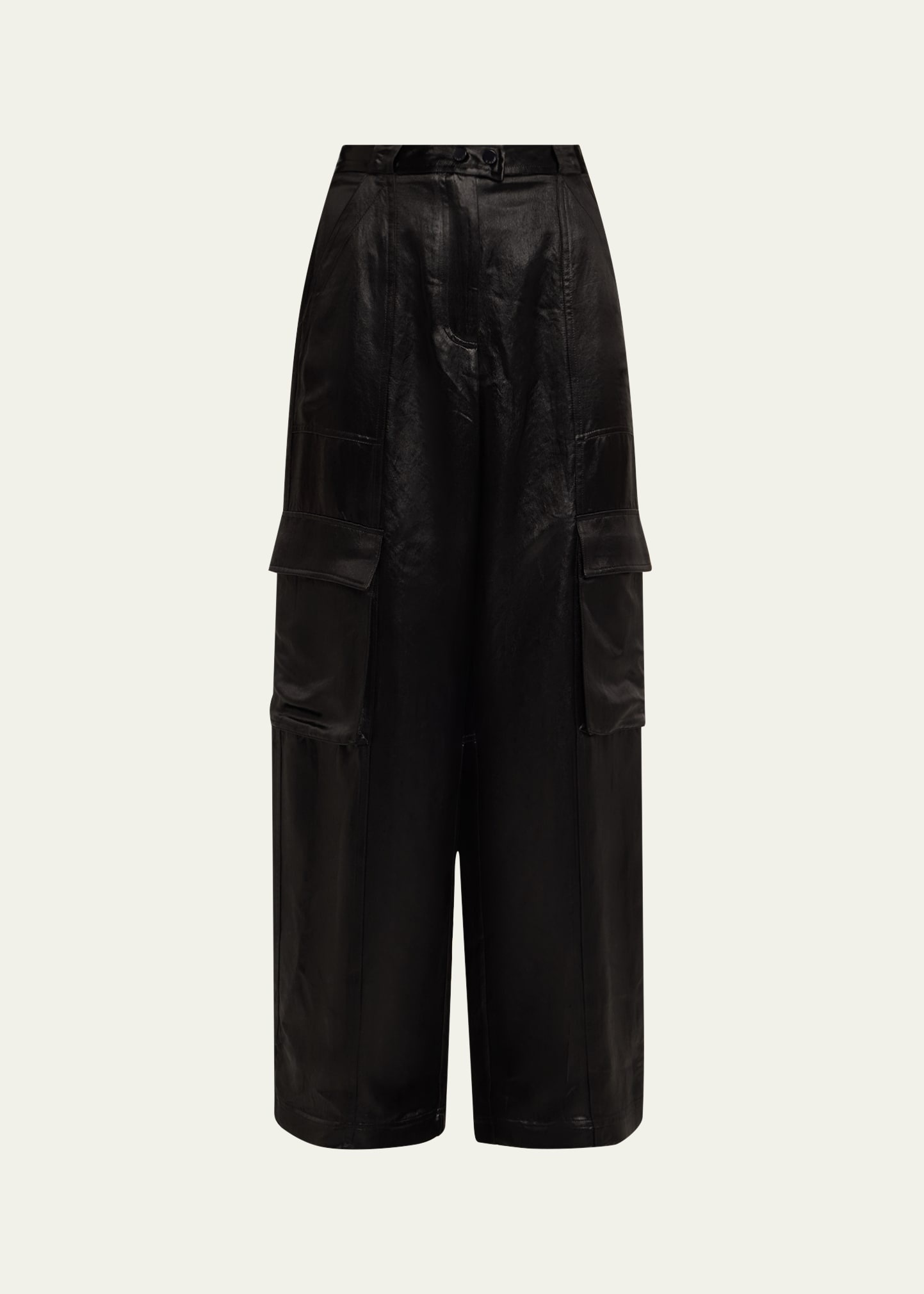 Beatriz Faux Leather Wide-Leg Cargo Pants - 1