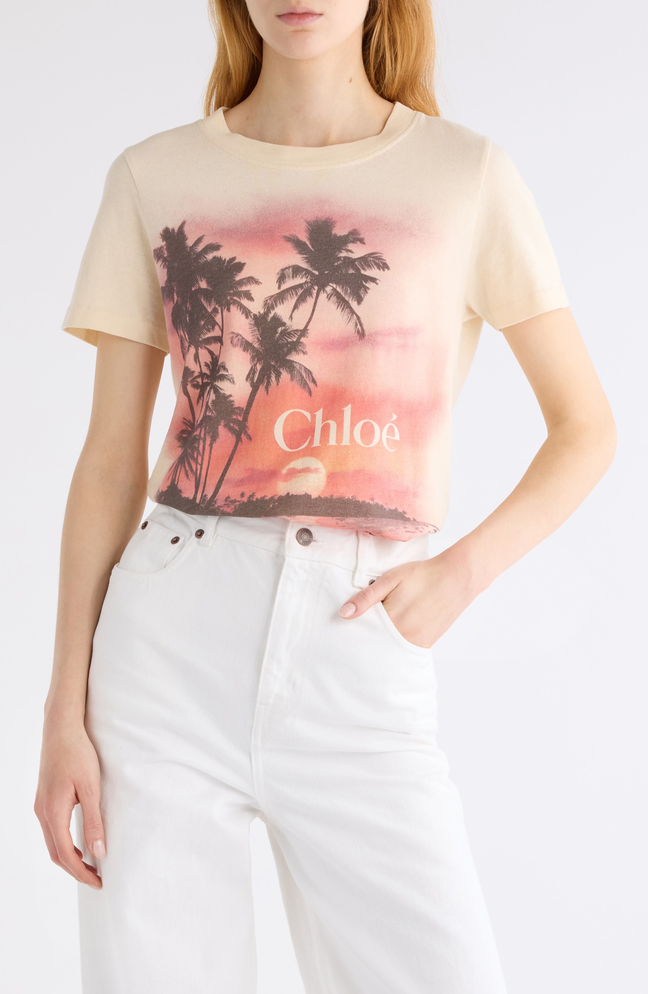 Chloé Sunset Cotton Jersey Graphic T-Shirt in Blondie Yellow at Nordstrom - 1