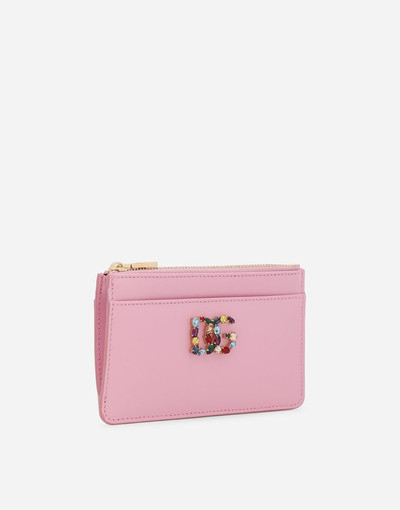 Dolce & Gabbana Calfskin card holder with rhinestone-detailed DG logo outlook