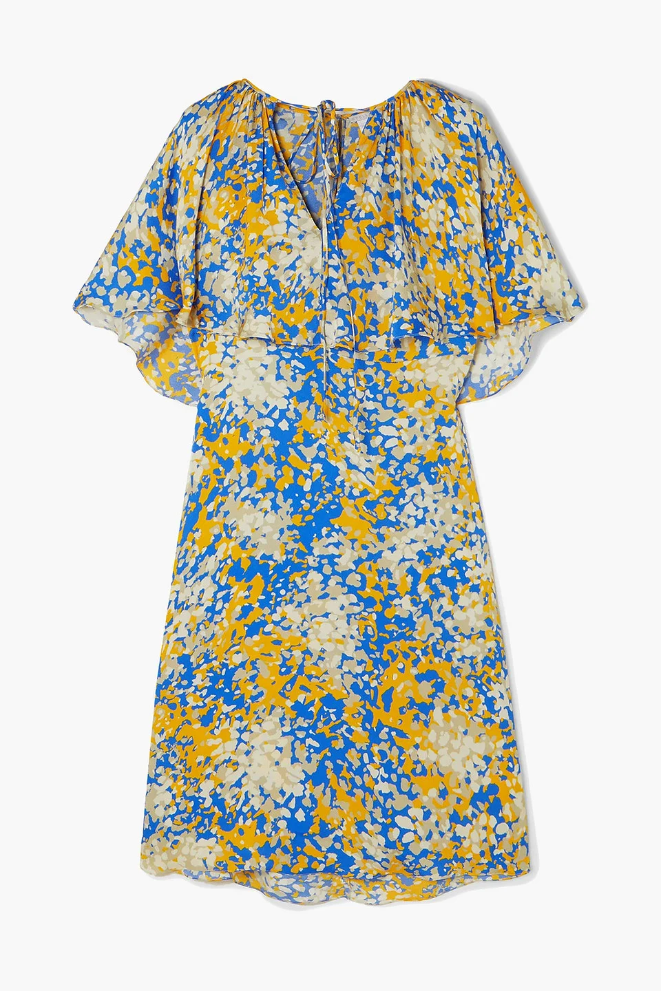 Printed cape-effect satin-crepe dress - 1