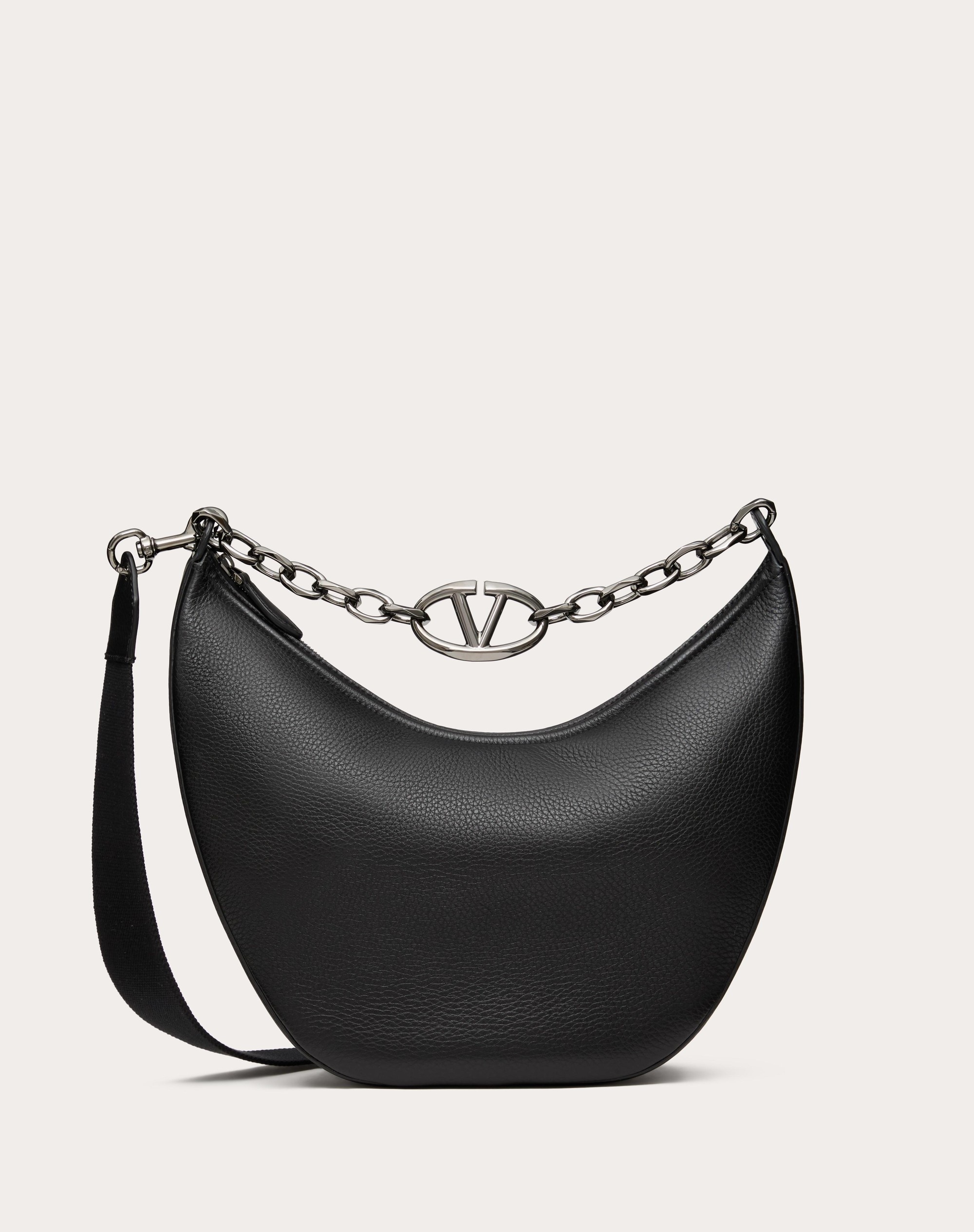 VLOGO MOON MEDIUM GRAINY CALFSKIN HOBO BAG WITH CHAIN - 1