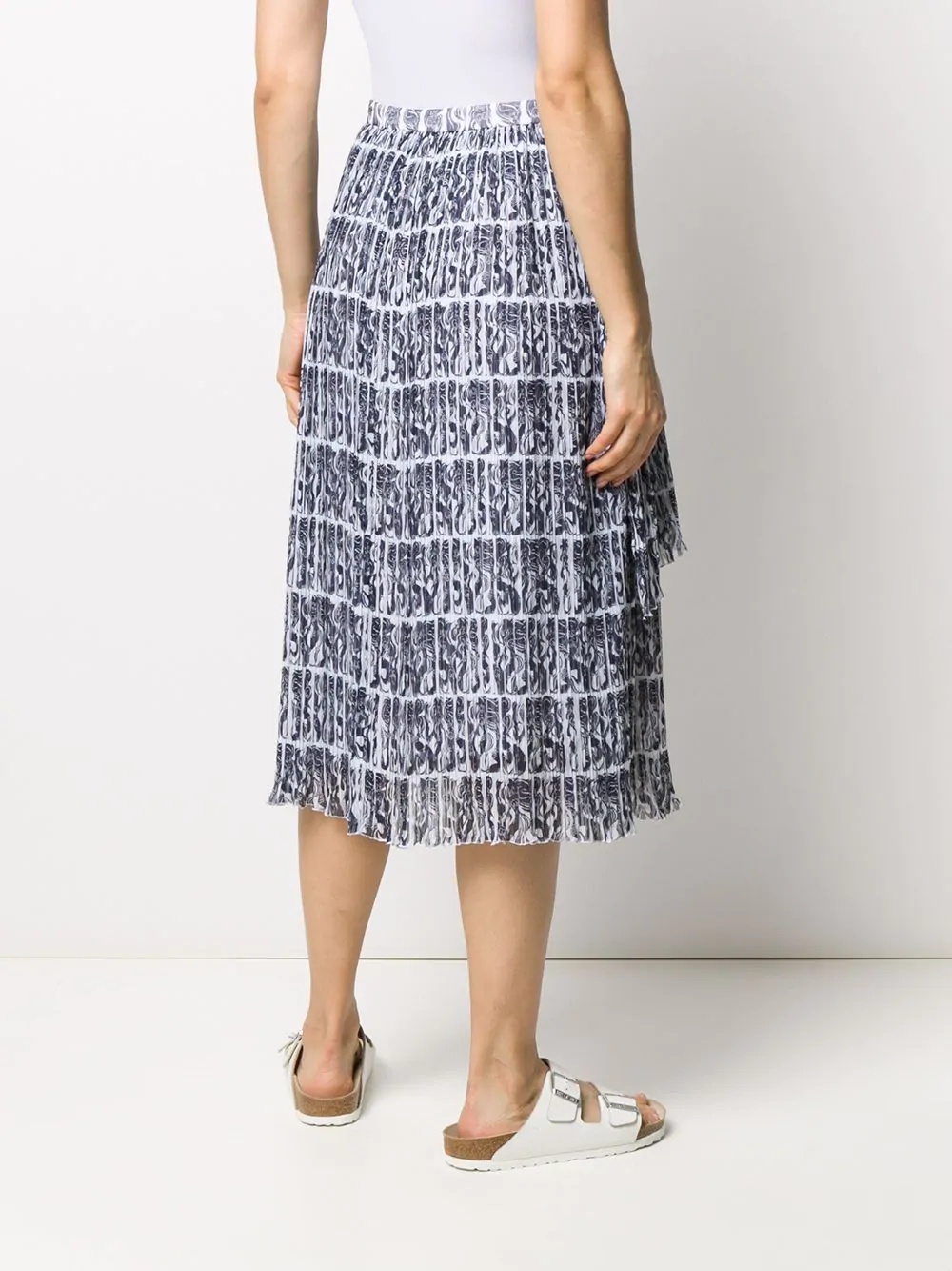 micro pleat draped midi skirt - 4