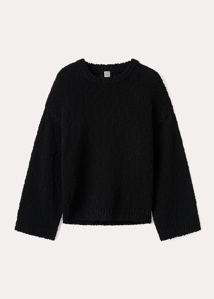 Textured cotton knit black - 1