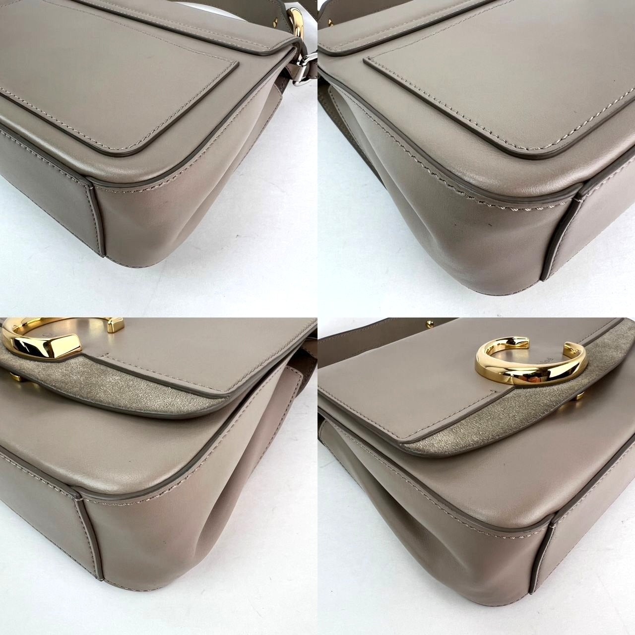 Chloe Shiny Calfskin Suede Small C Motty Gray Shoulder Bag - 6